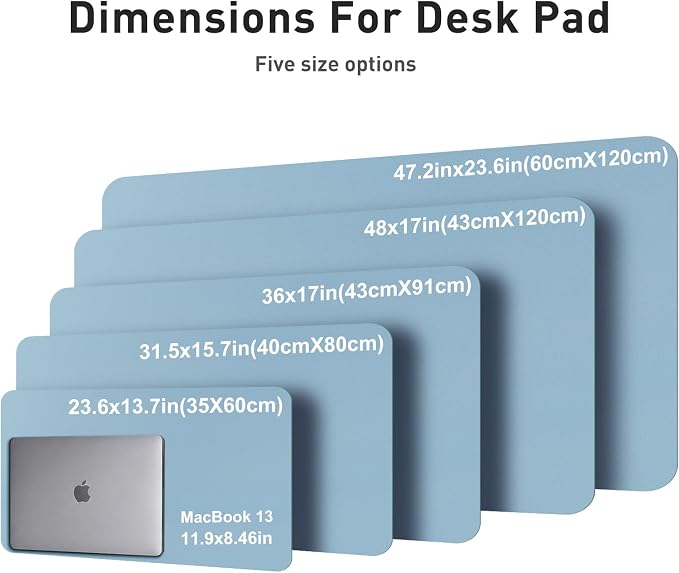 Aothia Faux Leather Desk Mat for Keyboard & Mouse (Sky Blue, 48" x 17") | Creates One Clean Surface For Your Keyboard, Mouse And Laptop, Helping Keep Your Workspace Organized Every Day