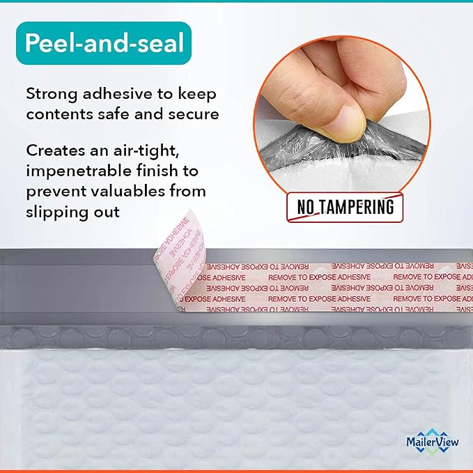 Bubble Mailers 9.5x14.5, Self Seal Poly Padded Envelopes #4, 100 Pack Bulk | Fits Books & Magazines, No Tape Needed, Cushioned Protection, Water-Resistant Poly, For Small Business Shipping