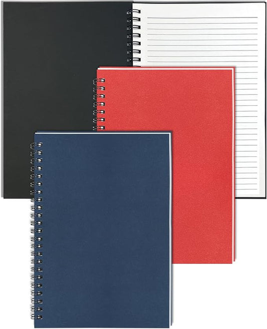 3Pack Small Spiral Notebook A5, 5.5x8.3” Notebook for Work 120Page Notepads | Colored Multipack College Ruled Notebooks A5 Kraft Spiral Bound Small Notebook Journal Lined Note Pads for Writing Journaling