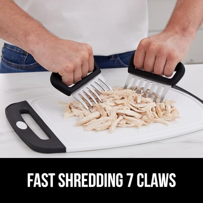 GORILLA GRIP BPA-Free Chicken Shredder Meat Claws, Sharp Stainless Steel Food Shredding Fork, Comfortable Handle, Easily Shred Pulled Pork, Taco Meats, Kitchen Smoker BBQ Tool, Dishwasher Safe, Black