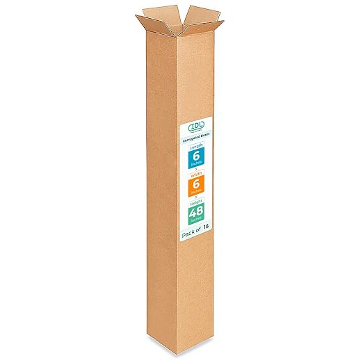Tall Moving & Shipping Boxes 6"L x 6"W x 48"H (15-Pack) - Extra Strength 200 lb vs Regular - Corrugated Packing Boxes, Made in USA - Cardboard Moving Box - Durable Shipping Box by IDL Packaging | Extra Strength 200 lb vs Regular - Corrugated Packing Bo...