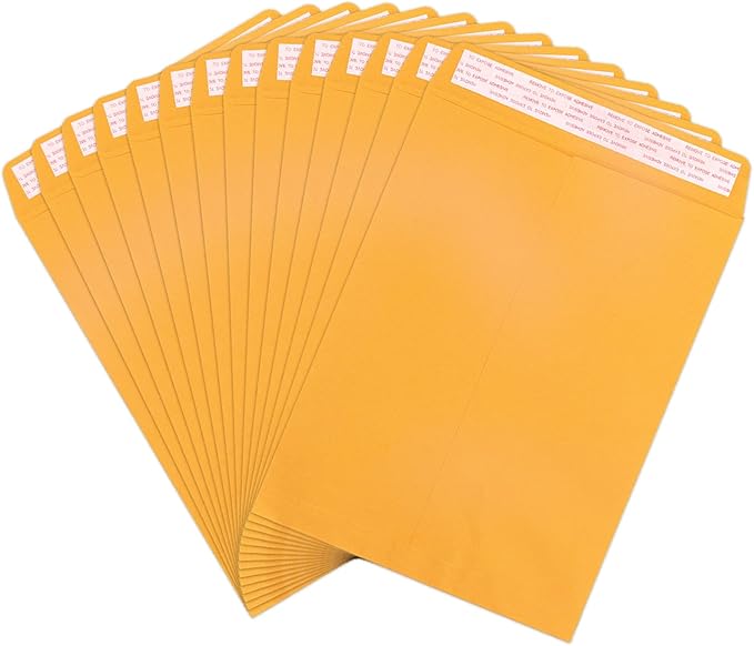 Goefun Manilla Envelopes 9x12, 100 PCS | Self Seal, Brown Kraft, Letter Size for Mailing, 100GSM Paper