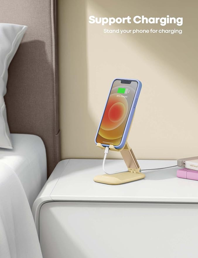 Lamicall Yellow Phone Stand for Desk - Telephone Stand Desk | Accessories Desktop Office Must Have, Compatible with iPhone 17 16 15 14 13 Pro Max Mini, 12 11 XR X 8 7 6 Plus SE, 4-8''