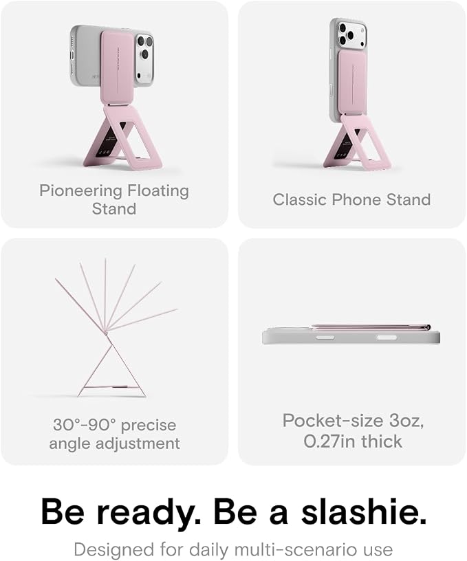 MOFT Phone Tripod Stand, Portable Selfie Stick for iPhone, Mulit-Angle | Pocket Size | Strong Magnets l MOVAS Leather | Magsafe Compatible | Easy to Charge | Stylish |For Content Creators