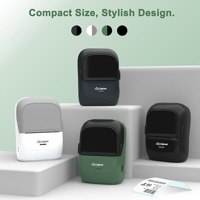 CLABEL Thermal Label Maker Machine: 2 Inch Portable Bluetooth Label Printer 221B Mini Wireless Barcode Printer Compatible with iOS & Android for Small Business Home Office Organization (Green)