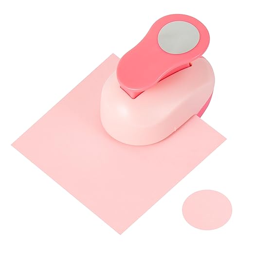 QIQQIKIN Circle Paper Punch, 1 Inch, Hole Puncher, Pink, Craft Tool for Scrapbooking, Card Making, Circular,Shape Cutter, Sticker Maker