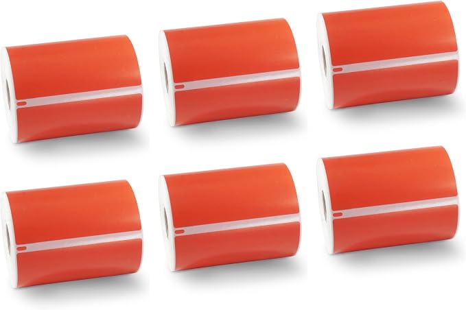 BETCKEY Colored Labels Compatible with Dymo 1744907 (4" x 6") Extra Large Shipping Labels, Compatible for Dymo LabelWriter Thermal 4XL & Zebra Desktop Printers [6 Rolls, Red]