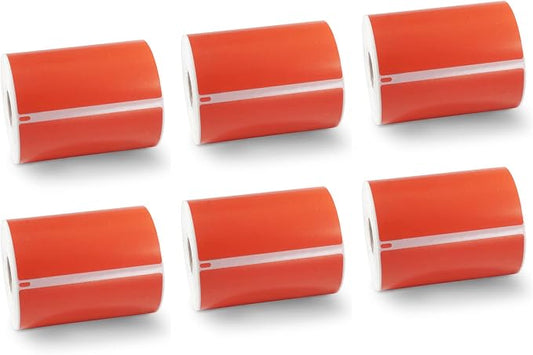 BETCKEY Colored Labels Compatible with Dymo 1744907 (4" x 6") Extra Large Shipping Labels, Compatible for Dymo LabelWriter Thermal 4XL & Zebra Desktop Printers [6 Rolls, Red]