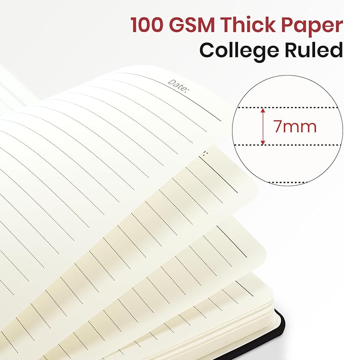 Lined Spiral Journal Notebook for Women, 50 Pack, A5 College Ruled Journals for Writing, Hardcover Notebooks for Work, Note taking and Office School Supplies,140 Pages, 50 Pcs - Black