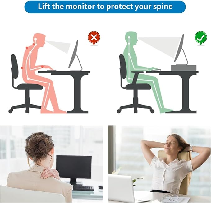 gianotter 2-Tier Metal Monitor Stand Riser | Desk Organizers and Accessories, Desk Organizer for Monitor, Office Desk Storage Organizer for Office Supplies (Black)