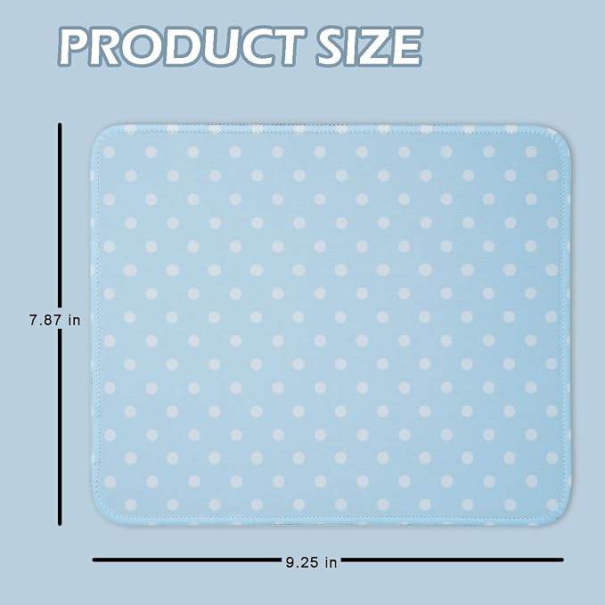 Mouse Pad for Desk with Stitched Edge, Premium Cute Washable Mouse Pads. Computer Mousepad with Non-Slip Rubber Base, Mousepads for Laptop, 9.25x7.75x0.12 inch (Aqua Dots)