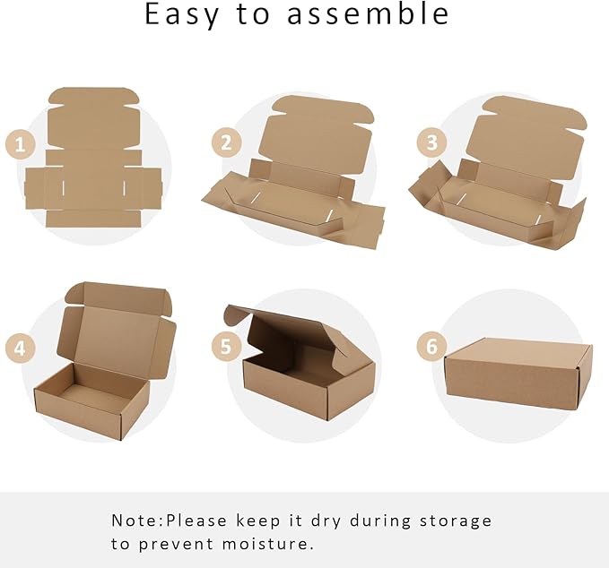 BIOBROWN 7x5x2" Small Shipping Boxes 50 Pack, Corrugated Cardboard Mailer Boxes Bulk for Packaging Small Business Mailing Gift, Kraft Brown