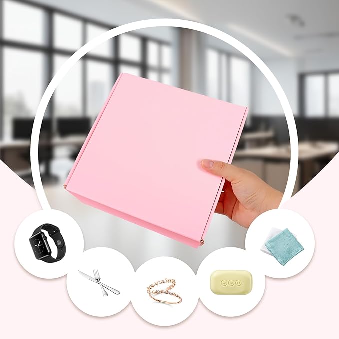 8x8x3 Shipping Boxes, Pink Corrugated Cardboard Mailer Boxes, Small Mailing Boxes for Shipping, Pack of 30