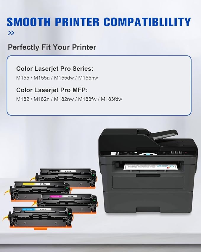 Compatible 215A Toner Cartridges (with Chip) Replacement Compatible for HP 215A W2310A Toner Use with Color Laseret Pro MFP M182nw M155nw M183fw M155dw M183fdw Series Printer (4 Pack)