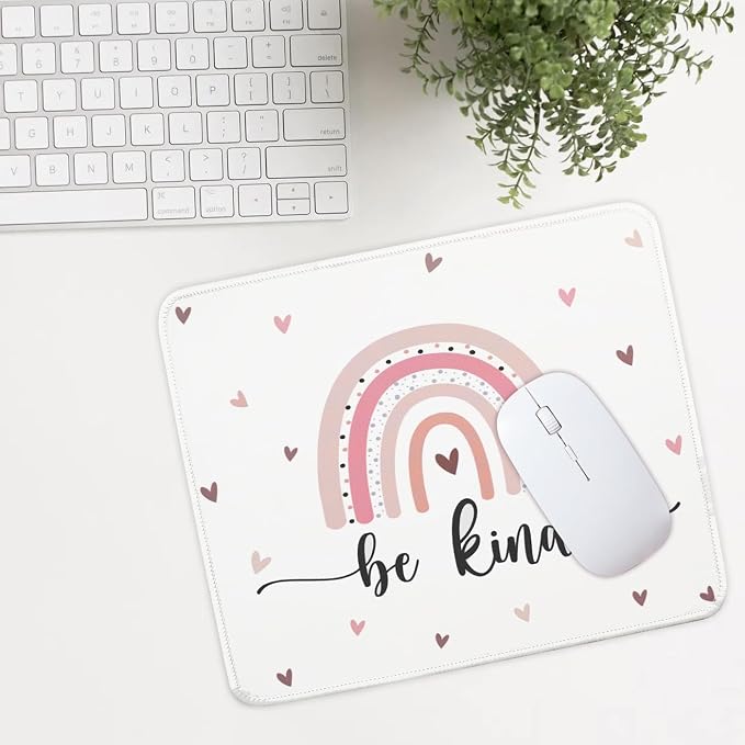 Mouse Pad for Desk with Stitched Edge, Premium Cute Washable Mouse Pads. Computer Mousepad with Non-Slip Rubber Base, Mousepads for Laptop, 9.25x7.75x0.12 inch (Boho Kind)