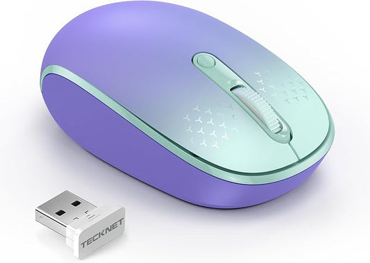TECKNET Compact Ambidextrous Wireless Mouse for Laptop | 2.4G Quiet Computer Mouse with USB Receiver, 3 Adjustable DPI Portable Cordless Mice for Chromebook, Laptop, PC, Mac