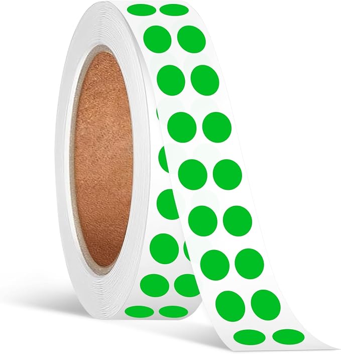 1/4 Inch Dot Stickers, Small Round Sticker, 1000 Dot Label Stickers | 0.25 Inch Green Dot Stickers, Circle Sticker Labels, Sticker Dots for Office and Marking, Small Round Stickers for Labeling