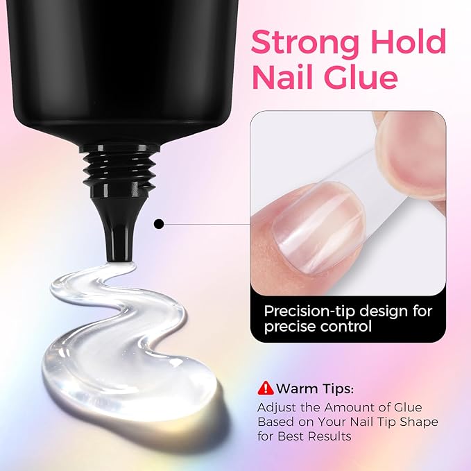 30ML Strong Nail Glue for Press On Nail Tips, Glue Gel for False Nails Fake Acrylic Nail, Upgraded Quick Drying, No Lamp Needed, Long Lasting