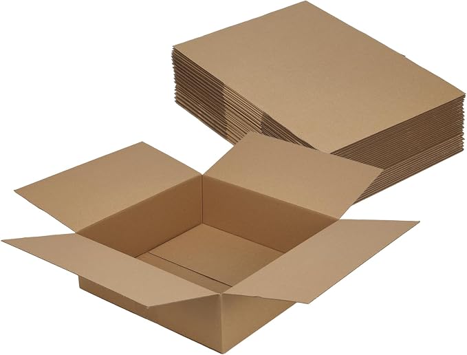 Hoikwo 12x12x4 Thin Shipping Boxes Set of 15 | Brown Corrugated Cardboard Box for Small Business for Packaging Mailing