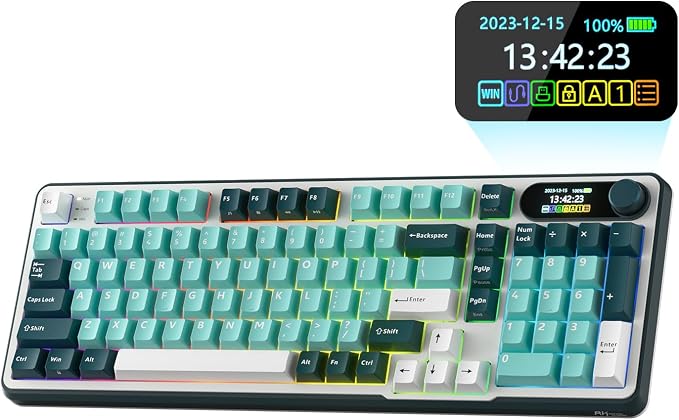 RK ROYAL KLUDGE S98 Wireless Mechanical Keyboard w/Smart Display & Knob | 96% RGB Wireless Gaming Keyboard BT/2.4G/USB-C, Hot Swappable Custom Keyboards, Creamy Sound Silent Computer Keyboard