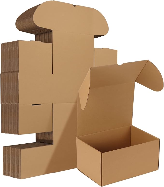 HORLIMER 10x7x5 inches Shipping Boxes Set of 20, Brown Corrugated Cardboard Box Literature Mailer