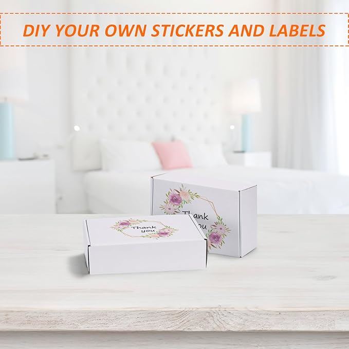 HORLIMER 10 Pack 7x5x2 Shipping Boxes, White Corrugated Cardboard Box for Mailing, Packaging, Small Business