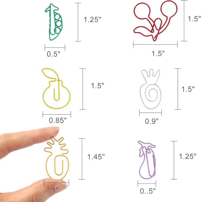 Plant Shaped Paper Clips 80-Count: 16 Cute Funny Paper Clips Assorted Colors - Rust-Resistant - Holds 50 Sheets Fun Office Supplies Bookmark Clips School Home
