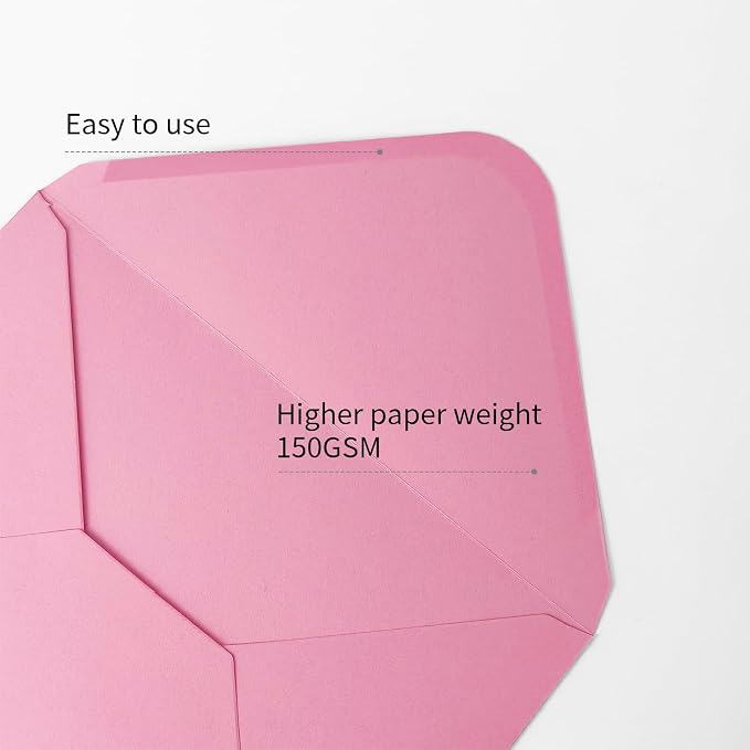 A7 Envelopes 30 Pack Pink 5x7 V Flap Thick Invitation Envelopes | 150gsm,for 5x7 photos,cards,wedding,birthday,graduation,party,announcements,baby shower,holiday mails,with Stickers