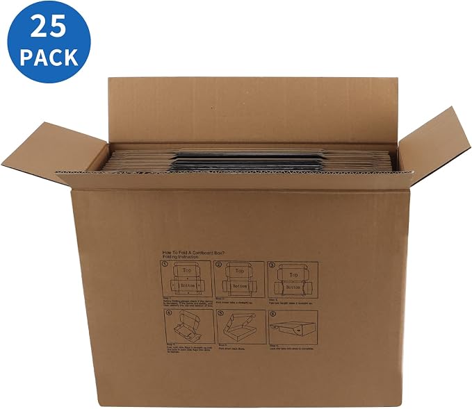 Hoikwo 25 Pack 8x8x4 Shipping Boxes for Small Business, Black Packaging Cardboard Boxes, Moving Mailing Packing Box