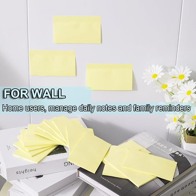 (15 Pads) Sticky Notes 3x5 in,Light Yellow Notepads,Stickies,Memo Note Pad | Super Sticking Power,Strong Adhesive,Post on Windows Doors,Office School,Recyclable,Easy to Write on,Hold Well