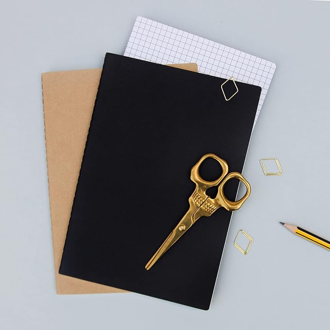 Suck UK Skull Scissors - Goth Office Supplies - Novelty Gift Halloween Desk Accessories - Unique Gold Scissors - Home Decor or Spooky Office Decor - Skull Kitchen Accessories | Gothic Stationery