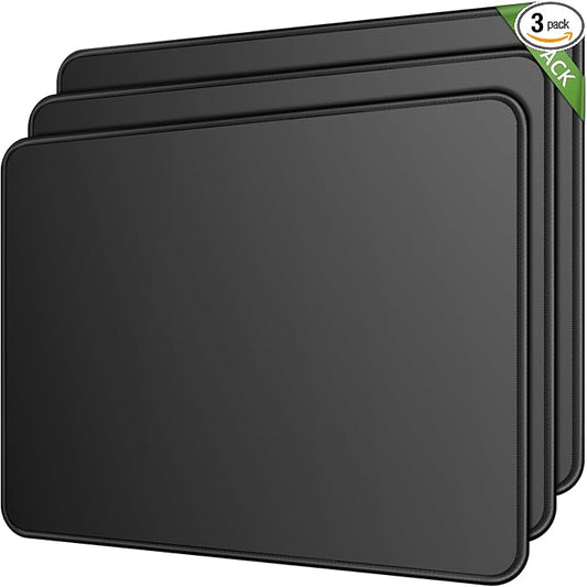 MROCO Mouse Pad 3-Pack [30% Larger] with Anti-Fray Stitched Edges, Premium Waterproof Surface, Non-Slip Rubber Base, Computer & Gaming Mouse Mat for Laptop, Office & Home, 8.5 x 11 in, Black