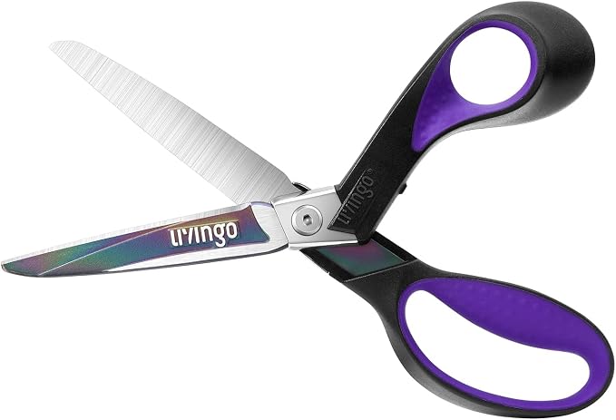 LIVINGO 9" Titanium Shears, Heavy Duty Scissors All Purpose, Purple/Black | Titanium-Coated Stainless Steel Blades, Ergonomic Right-Handed Scissors for Sewing, Carpet, Craft & Household Use