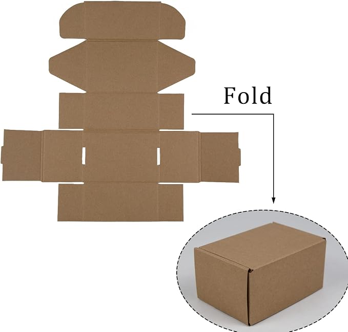 6x4x3 Inches Shipping Boxes Pack of 25, Brown Corrugated Cardboard Boxes for Small Bussiness