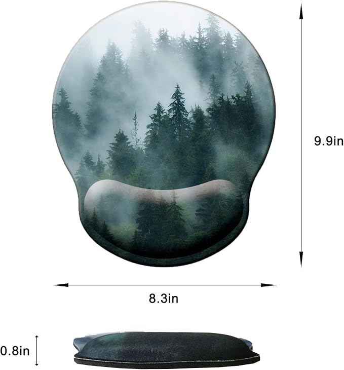 Mouse Pad with Wrist Support, Ergonomic Mouse Pad with Memory Foam Wrist Rest Cushion, Non-Slip Rubber Base Gaming Mice Pad for Home Office Computer Laptop, Forest