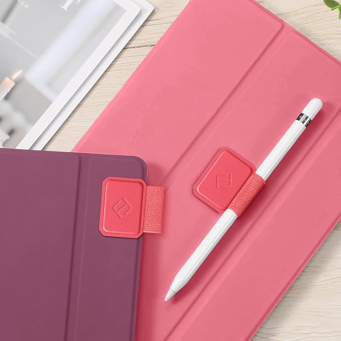 Fintie 4 Pack Pen Loop Holder for Apple Pencil Pro, USB-C/1st/2nd Gen | Elastic Adhesive PU Leather Sleeve, Secure Pen Holder, Attaches to Tablet Cases, Fits Stylus Pens, Watermelon