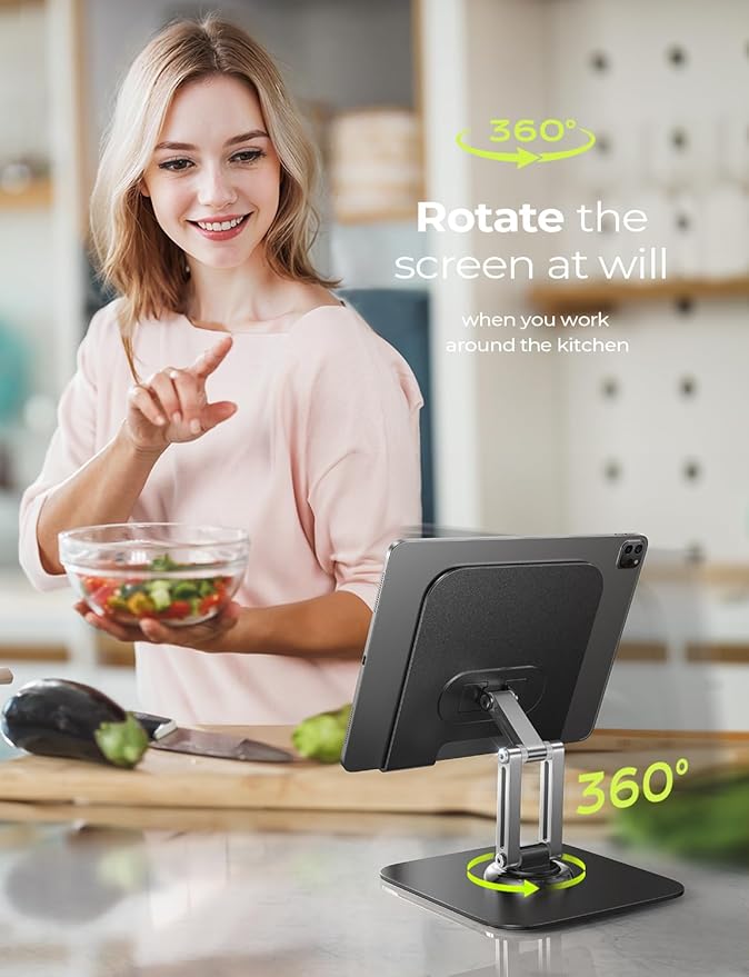 LISEN for iPad Stand Holder Adjustable Tablet Stand for Desk, 2026 for iPad Accessories Rotating Display Stand PC Office Accessories for Desk Women Gifts Kindle Table Mount/PS/Switch iPhone 12.9"-4.7"