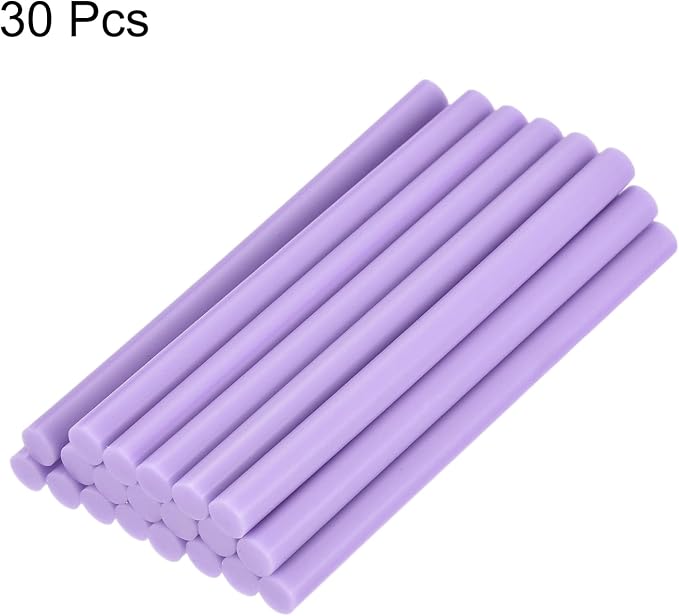 uxcell 30pcs Mini Hot Glue Gun Sticks 4-inch x 0.27-inch High Sticky Small Hot Glue Sticks for Glue Gun, Bright Purple
