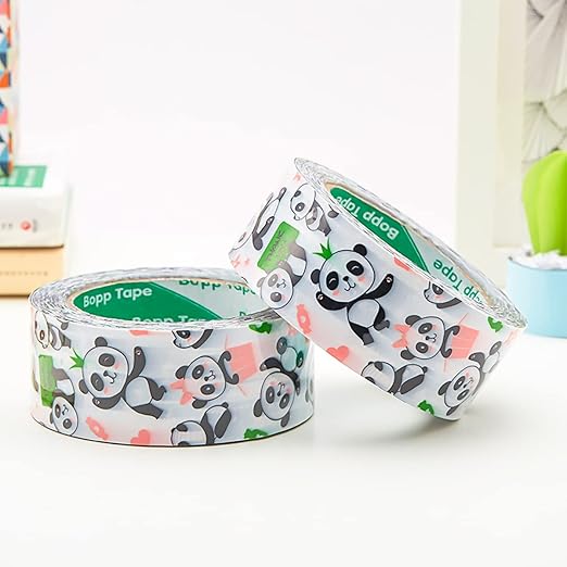Designer Cute Packing Tape, Colorful Printing Shipping Tape, Carton Decorative Tape for Sealing Boxes, Panda - White, 1.77" x 110 yd