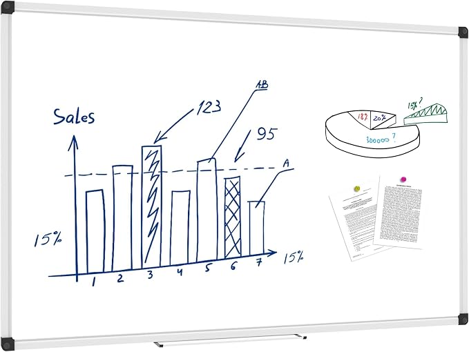 XBoard Magnetic Whiteboard 48 x 31 inch, Dry Erase Board with Silver Aluminum Frame