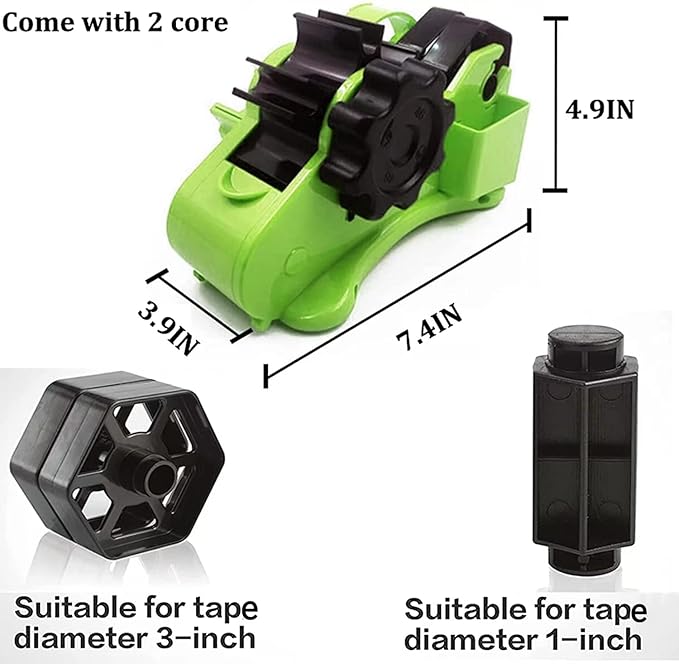 Green Multi-Roll Heat Tape Dispenser Sublimation 1" and 3" Core Double Reel Cores Sublimation for Heat Transfer Tape, Semi-Automatic Tape Dispenser with Compartment Slots