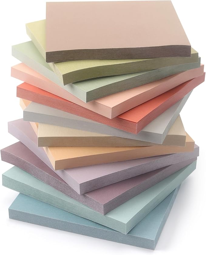 OSBOO Sticky Notes 3x3 Inch 12 Pack Vintage Colors, 50 Sheets/Pad | Morandi Colors Self-Stick Notes Pads Bluk, 600 Sheets Total, Perfect for Daily Reminders, Study Notes, and Office Memos