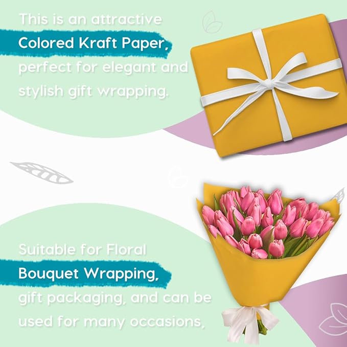 SMART&CASUAL 17.8" x 760" (63') Orange Kraft Craft Paper Roll for Gift Wrapping Bulletin Board Bouquet Flower Kids Art Packing Parcel Table Covering 80GSM 55LB (Orange, 17.8" x 63')