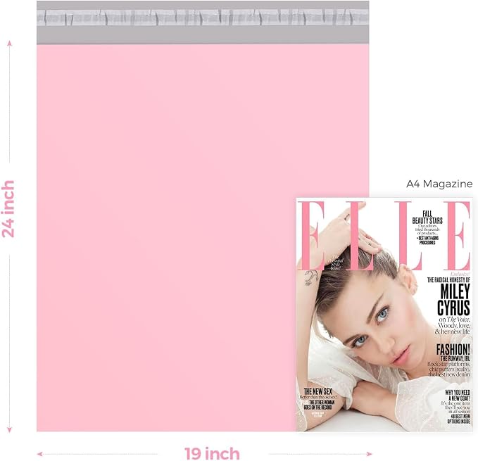 Metronic Poly Mailers 19x24 50 Pack, Large Shipping Bags for Clothing | Strong Tear-resistant Waterproof Mailing Bags, Shipping Envelopes, Packing Bags for Clothing, Small Business, Pink.