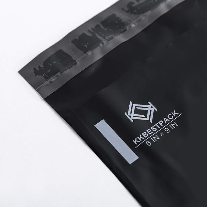 Black Poly Mailers 6x9 in, Small Shipping Bags, 100 Pcs | Small shipping bags for clothing accessories and mailing envelopes for packing fabric items and apparel.