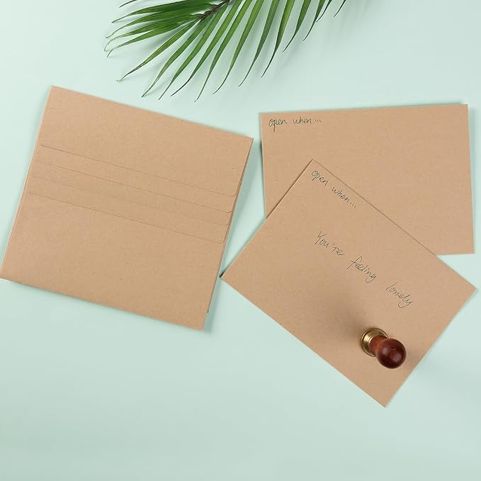 100 Pack A7 Envelopes Self-Adhesive, 5.24 x 7.21 Inches, Brown | 5x7 Envelopes, For Invitations, 5x7 Greeting Cards