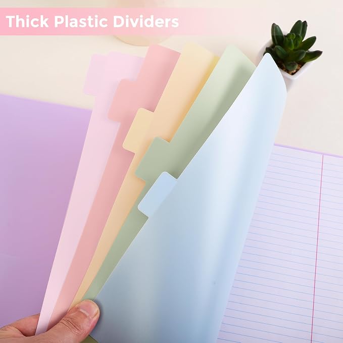 SKYDUE 8-Tab Large Dividers,Tabs Viewable Beyond Sheet Protectors | Durable Plastic Dividers for 3 Ring Binder, Write&Erase Dividers with Tabs,with Sticker Labels, Pink,1sets