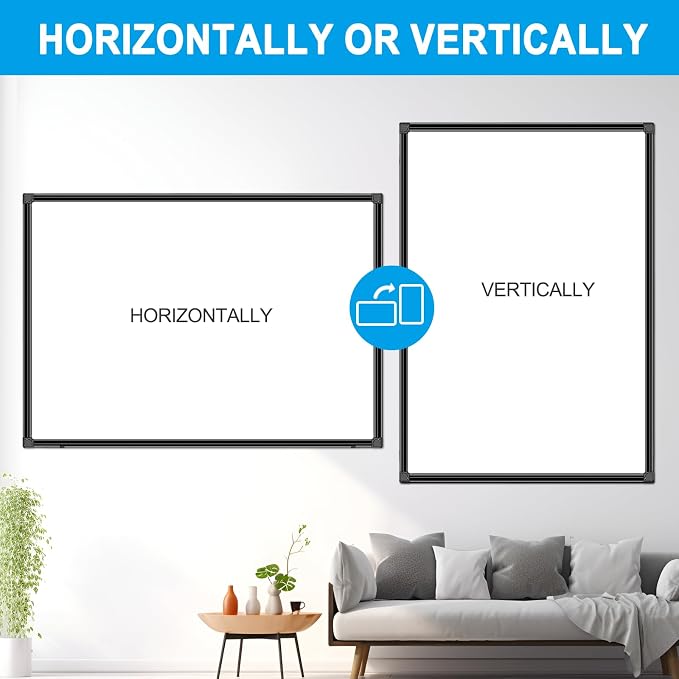 48"x30" Magnetic White Board Dry Erase Wall Mount Whiteboard - Office Home Classrooms White Board Hanging Writing Board with Black Aluminum Frame