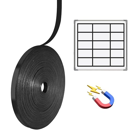 Magnetic Whiteboard Tape for Office,Fine Line Gridding Tape - 1/5 in x 40 yd x 24 mil,High Energy Thin Strip Magnets,Black 120 Feet