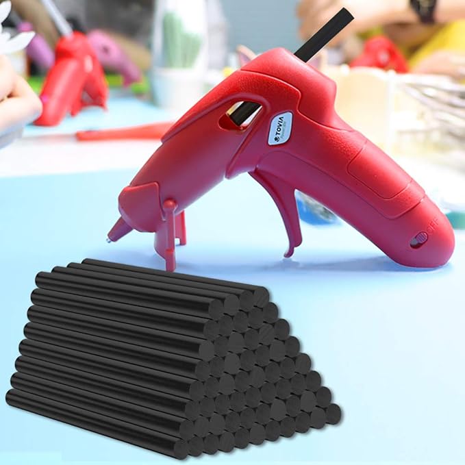 Black Hot Glue Sticks 4" Long 0.27" Dia, Mini Size Glue Sticks for Glue Gun, Dual Temp All Purpose Craft Adhesive, 60-Pack